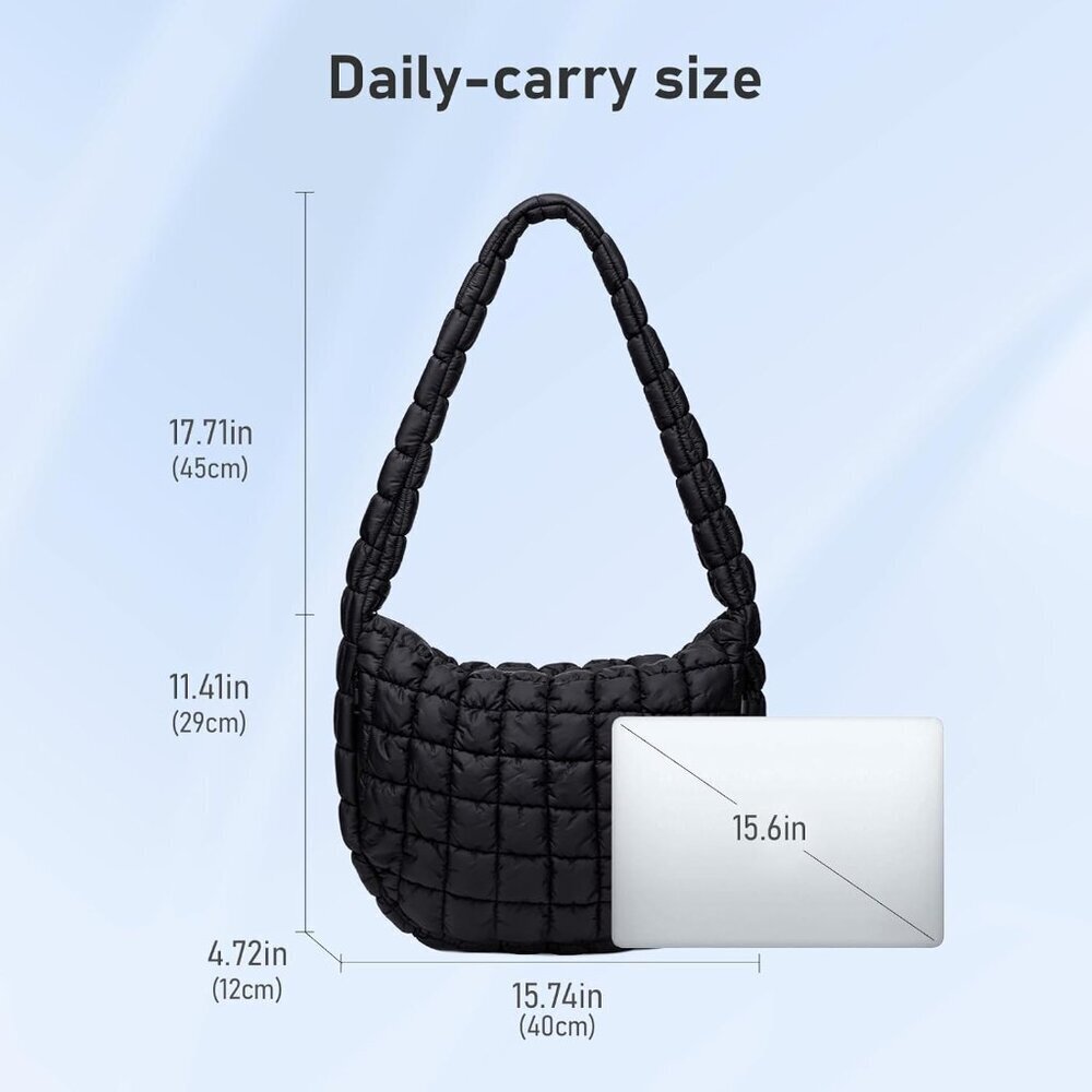 Puffer Bag Women Quilted Tote Large Water-Resistant Cotton Padded - Picture 4 of 9